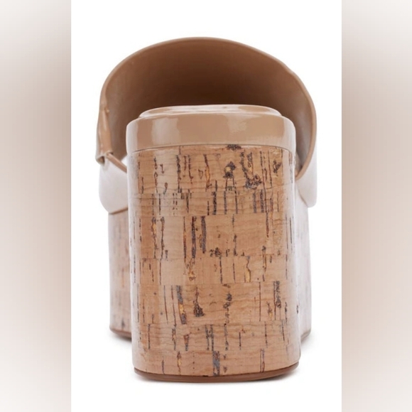 DKNY Womens Beige Patent Leather Adalira Platform Open Tote Slide Sandal Size 11 - Picture 7 of 8